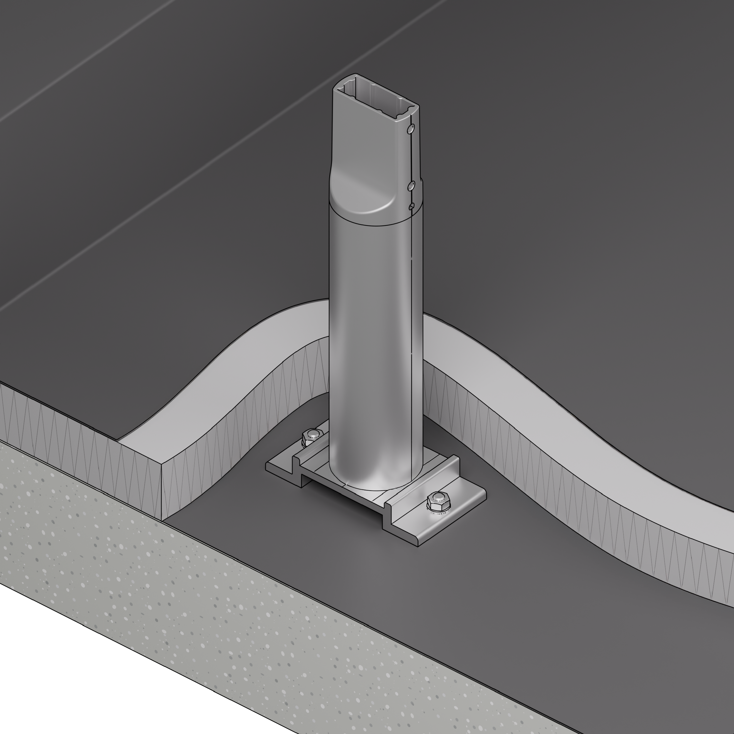 Mr 500x 500px Absturzsicherung Flachdach Barrial fix Befestigung Dachflaeche_Fuss D 2500